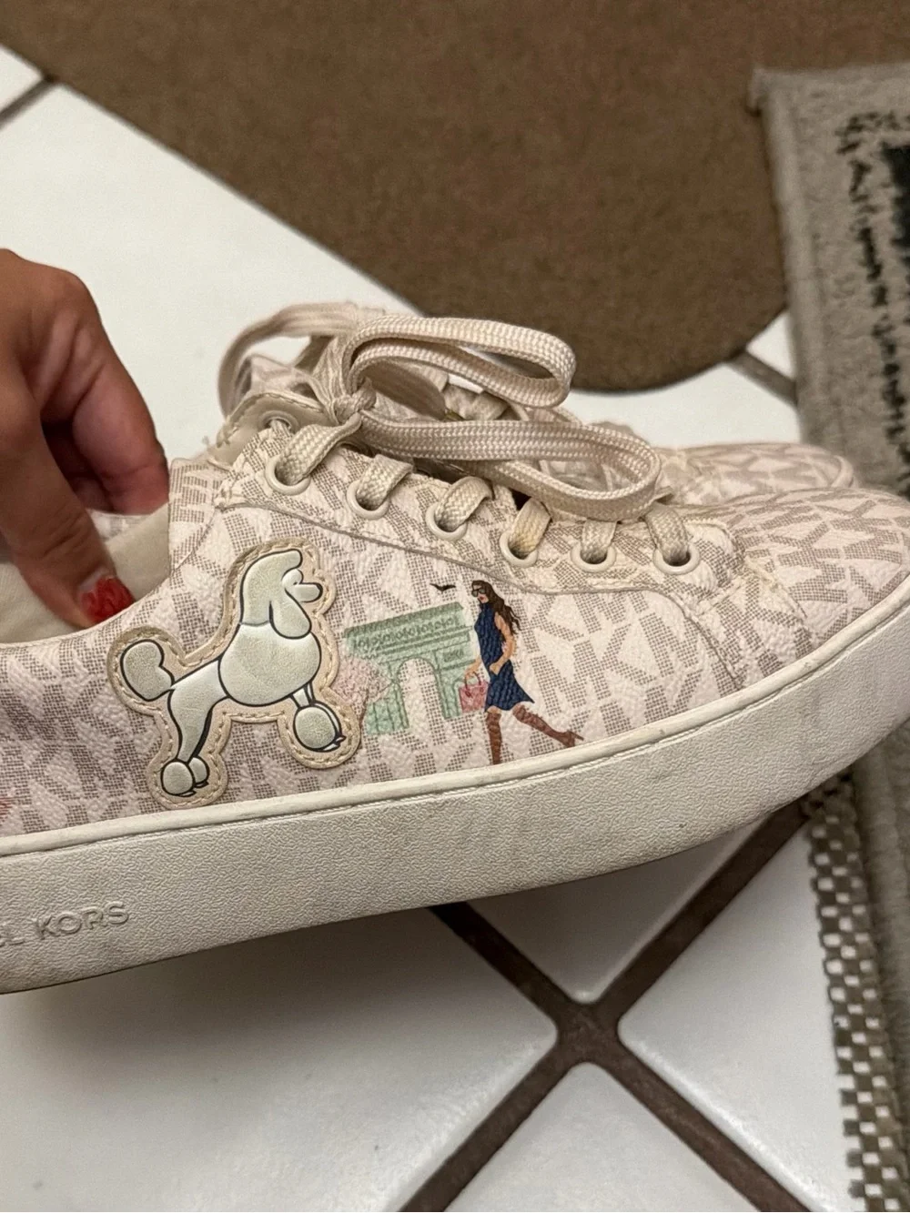 Michael Kors Blush Pink Logo Low-Top Sneakers with Rose Gold Stripe